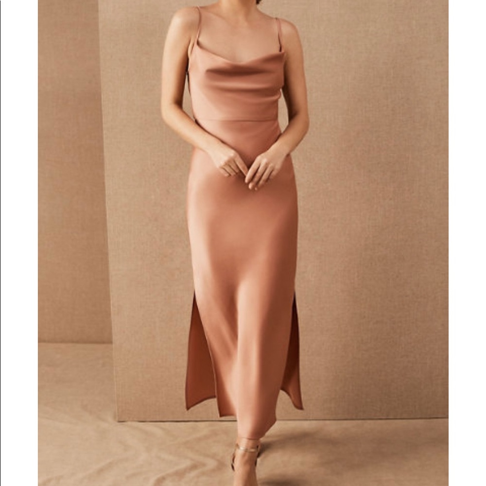 BHLDN Cali Satin Charmeuse Midi Dress in Sedona Sunset
